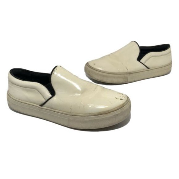 Celine Womens Skate Patent Leather Slip On Sneakers Size 37 Cream White - Picture 1 of 7
